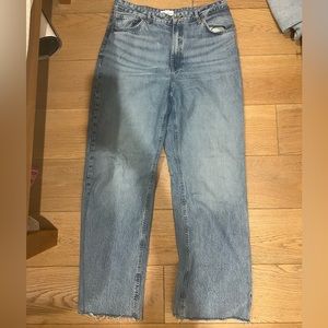 Zara High Waisted Medium Wash Wideleg Jeans